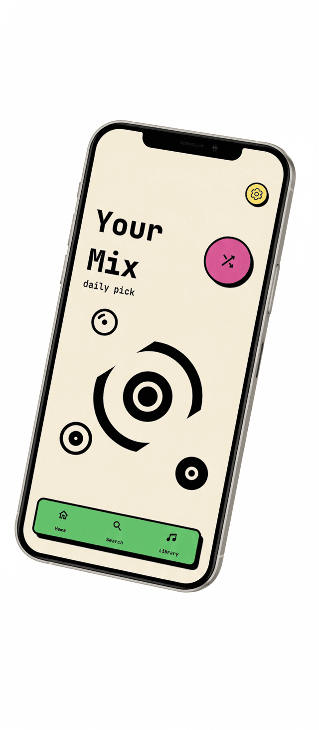 Mobile app design example on iPhone showing modern UI interface